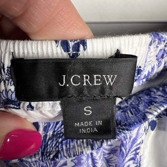 J. Crew Patchwork Side Slit Pull On Cotton Maxi Skirt Size Small Blue & White - Picture 3 of 11